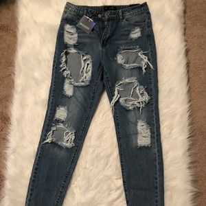 Riot High Rise Ripped Jeans